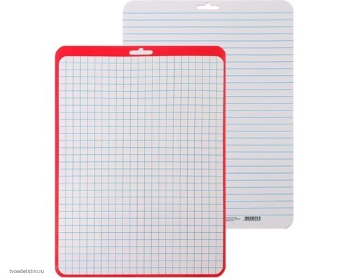 Доска маркерная A4 двусторонняя: клетка/линейка Д4_02 красная 4005270