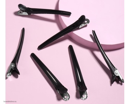 Зажим д/волос металл 10±1см (наб 6 шт цена за наб) пакет QF 5242739