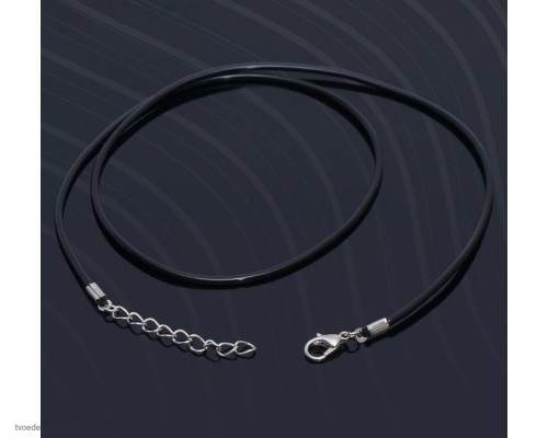 Шнурок каучуковый, неполый, 55 см, d=2 мм, цвет чёрный в серебре (фас. 10 шт) 9081809